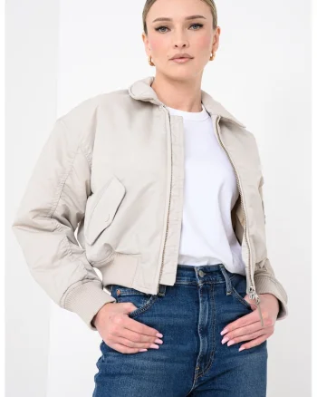 Jacheta bomber crop, Alb fildes