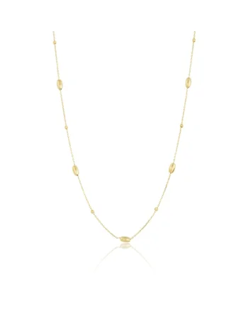Colier din Aur Galben de 18 kt cu Bile Diamantate si Bile Ovale,  1.84g