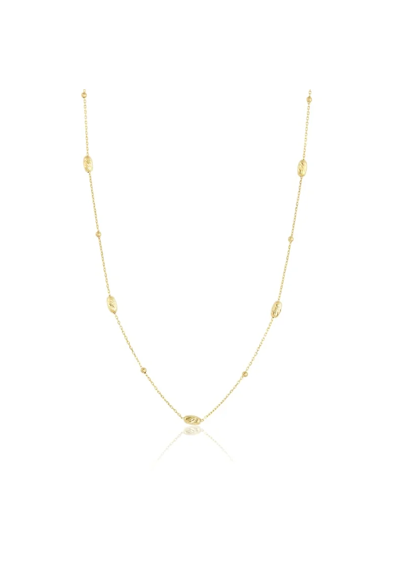 Colier din Aur Galben de 18 k cu Bile si Bile Diamantate Ovale,  2.30g