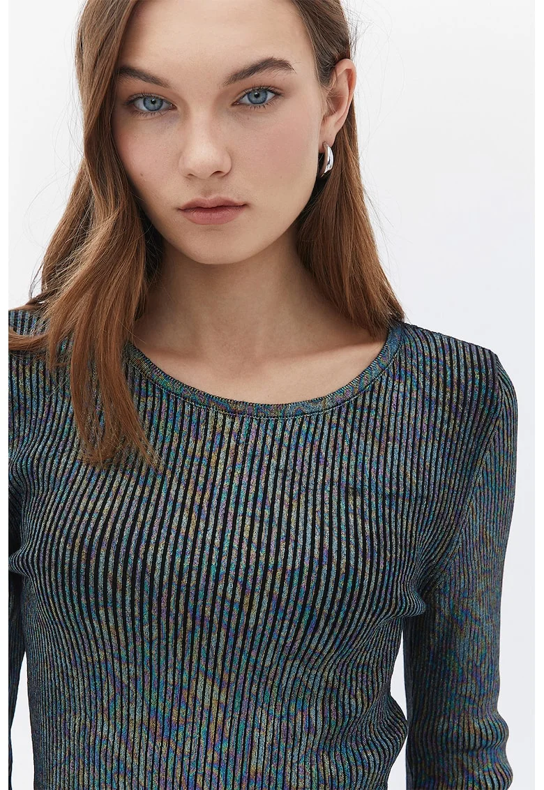 Pulover crop din amestec de bumbac, Multicolor