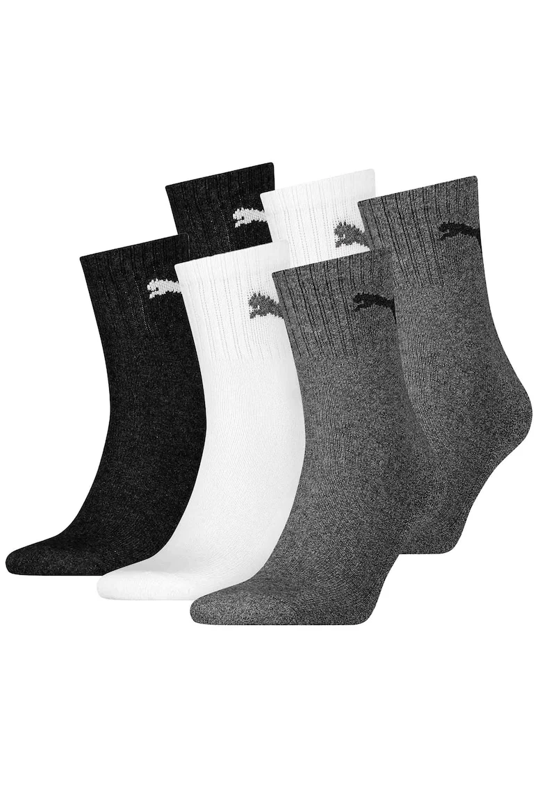 Set de sosete scurte unisex pentru tenis - 6 perechi, Alb/Negru/Gri