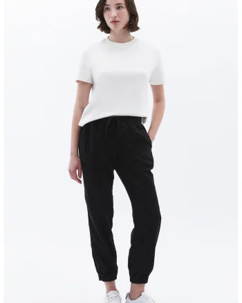 Pantaloni jogger din amestec de lyocell, Negru