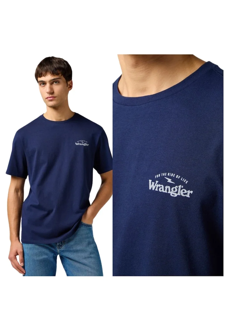 Tricou Barbati,  Graphic Tee, Regular Fit, Decolteu Rotund, Cu Logo, Design Clasic, Maneci Scurti, Bumbac, M INTL, Albastru