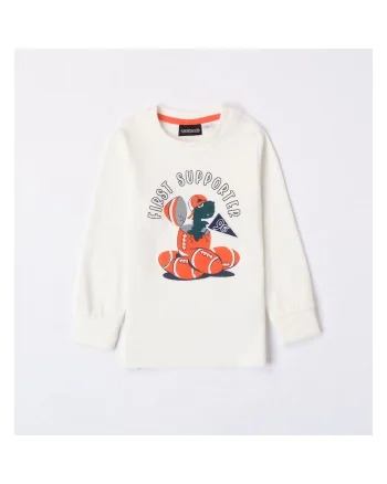 Bluza pentru baieti cu imprimeu dinozaur 0.7035, Alb, bumbac, Alb