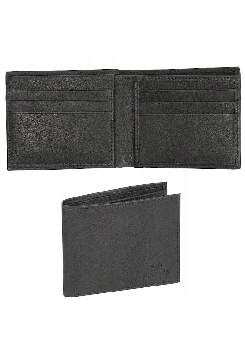 Portofel barbati,  Como Wallet, piele naturala, negru, dimensiune universala