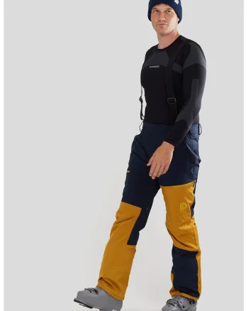 Pantaloni cu bretele pentru ski Teak, Bleumarin/Galben inchis