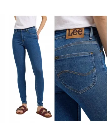 Blugi Dama,  Scarlett High, Slim Fit, Talie Inalta, Lungi, Cu Fermoar, 5 Buzunare, Bumbac, Albastru, Albastru