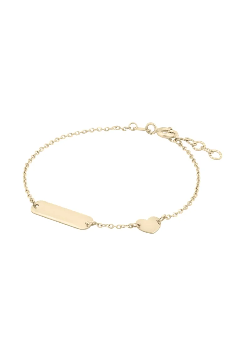 Bratara Pentru Copii cu Inimioara si Placuta din Aur 18 Kt,  1.41 g
