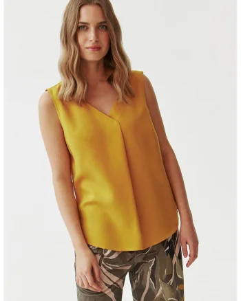 Bluza cu decolteu cache-coeur, Galben inchis