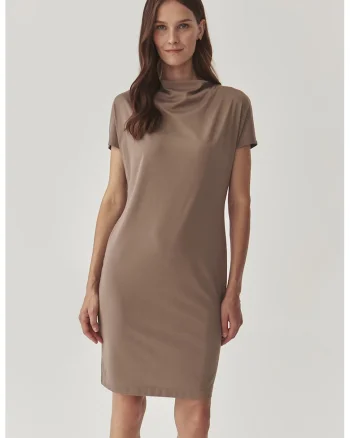 Rochie mini cu decolteu drapat Zorimax, Maro inchis