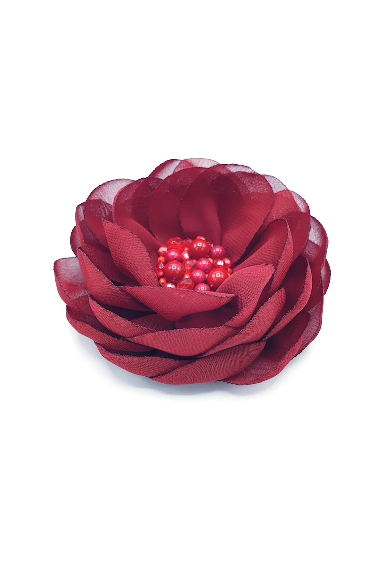 Brosa eleganta floare mare,  Garnet Floral Charm, voal bordo