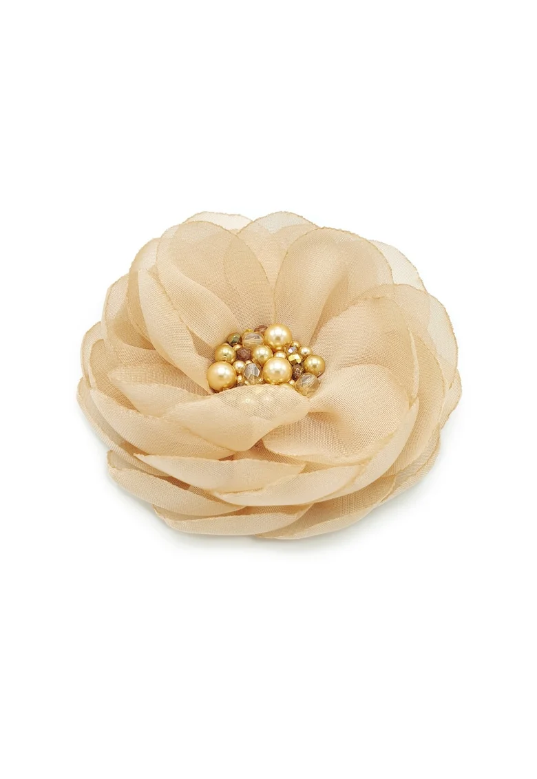 Brosa eleganta floare mare,  Cream Floral Charm, voal bej
