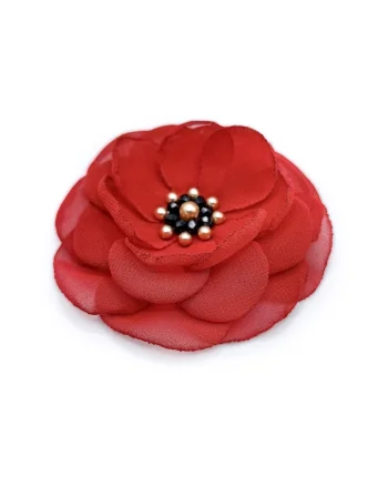 Brosa floare din voal eleganta, Zia Fashion, Lavinia, mac rosu, handmade, Rosu