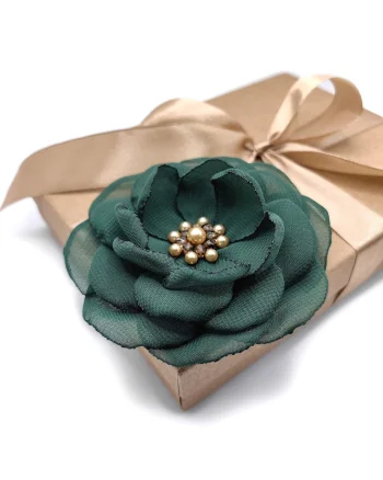Brosa floare din voal eleganta, Zia Fashion, Lavinia, mac rosu, handmade, Verde