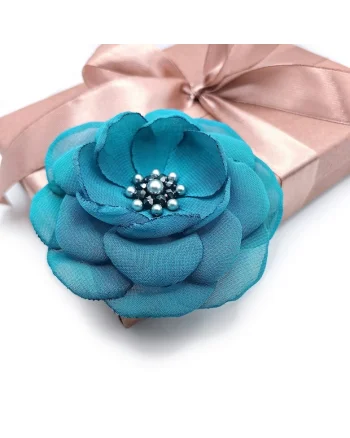 Brosa floare din voal eleganta, Zia Fashion, Lavinia, mac rosu, handmade, Turcoaz