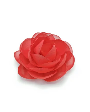 Agrafa par floare trandafir,  Rose, voal rosu corai, Rosu corai