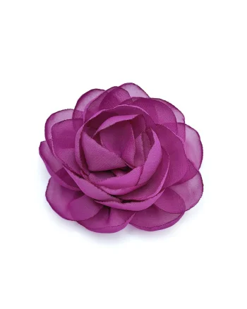 Agrafa par floare trandafir,  Rose, voal rosu corai, Violet