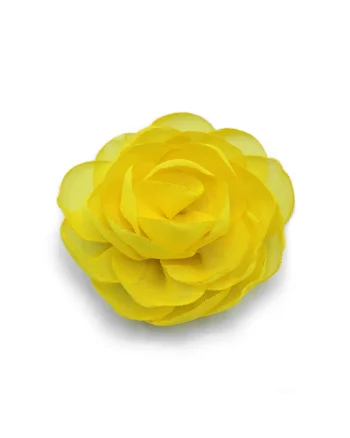 Agrafa par floare trandafir,  Rose, voal rosu corai, Galben