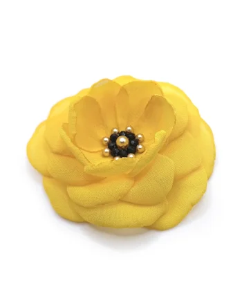 Brosa floare din voal eleganta, Zia Fashion, Lavinia, mac rosu, handmade, Galben