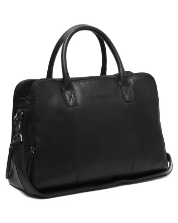 Geanta de dama din piele naturala,  Layton, Negru, 35 x 13 x 24 cm