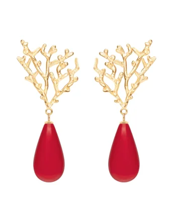 Cercei Coral placat cu aur