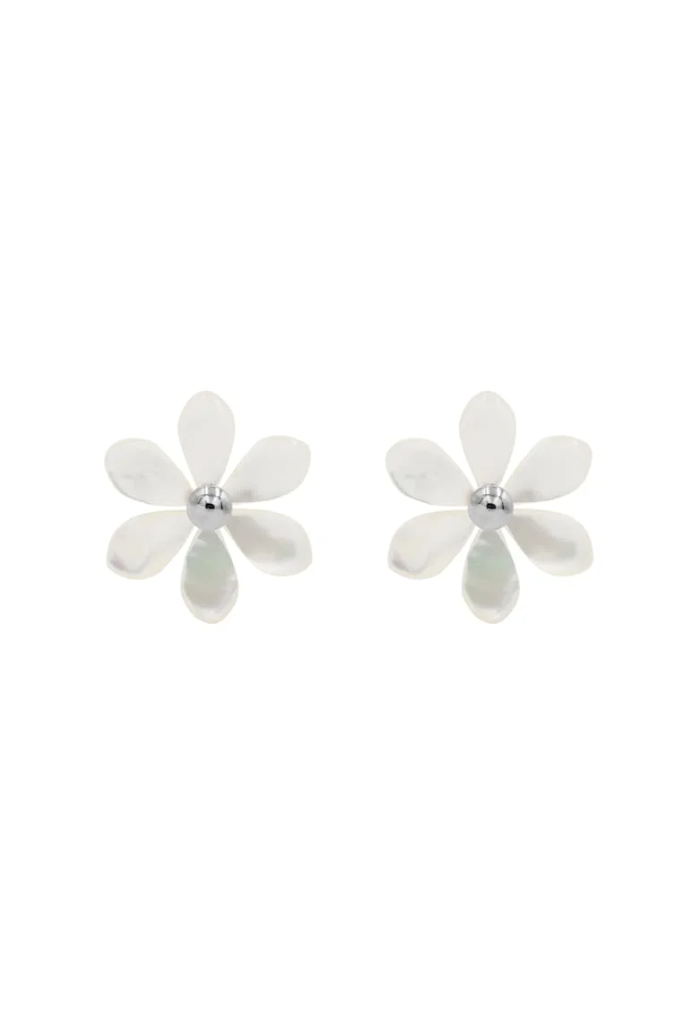 Cercei Flowers cu sidef placati cu argint