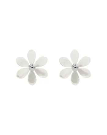 Cercei Flowers cu sidef placati cu argint