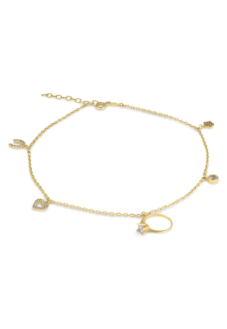 Bratara Picior Forli Aur Galben, Pietre Zirconia,  14K, 2.96 g