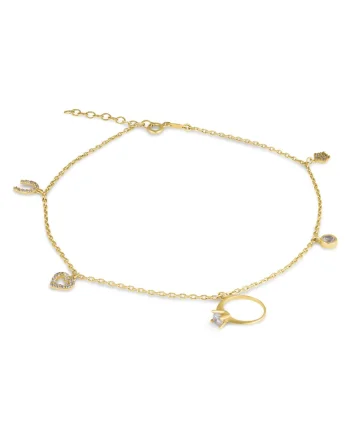 Bratara Picior Forli Aur Galben, Pietre Zirconia,  14K, 2.96 g