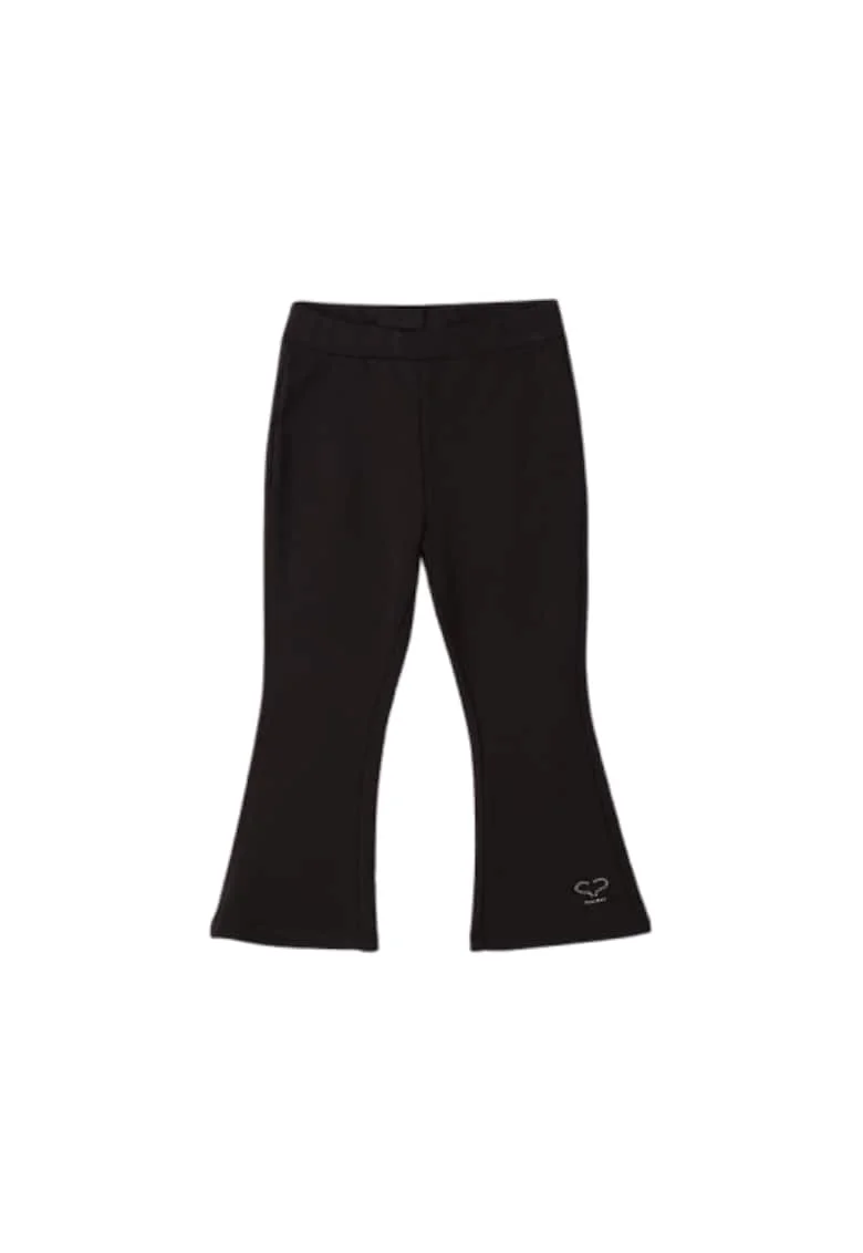 Colanti fete  din fleece elastic de iarna cu interior periat croiala evazata, Negru