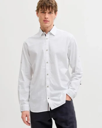 Camasa barbati, Regular fit, Henry, din bumbac, Alb