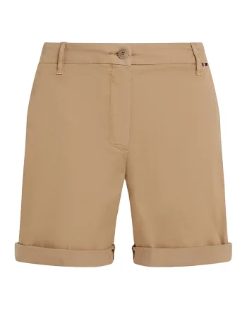 Pantaloni scurti din amestec de lyocell cu buzunare si talie inalta, Maro inchis