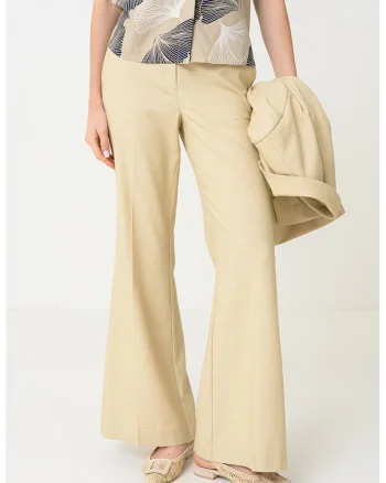 Pantaloni ampli cu talie inalta, Maro camel