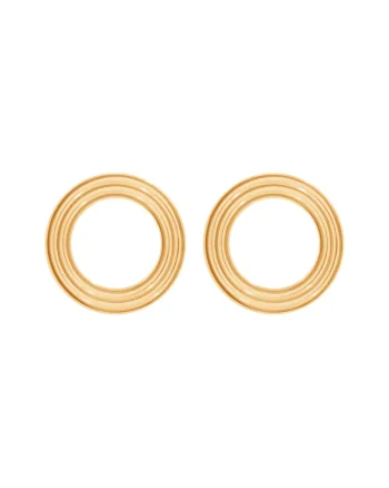 Cercei rotunzi tip stift placati cu aur de 18K Etno