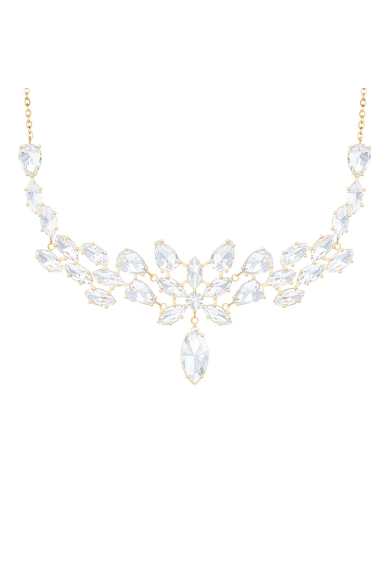 Colier cu cristale albe placat cu aur de 18K Glamour