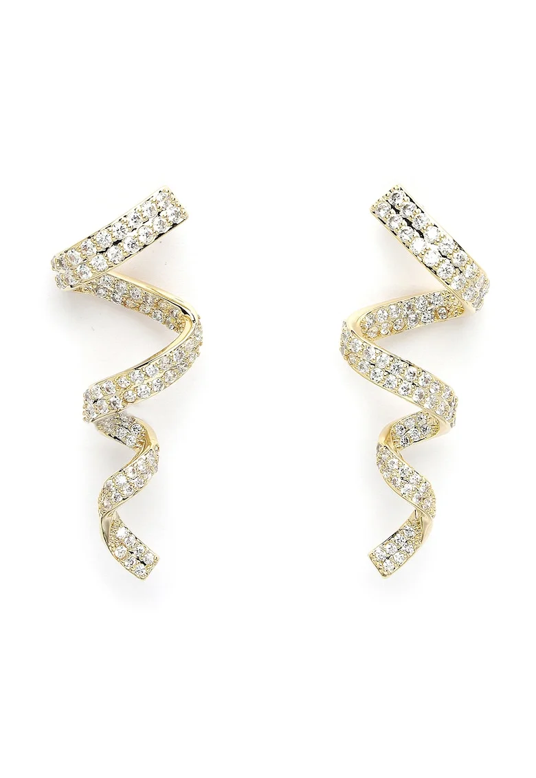 Cercei drop cu zirconia, Transparent, Auriu/Transparent