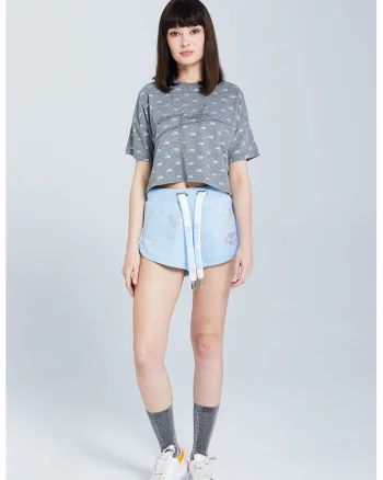 Pantaloni scurti cu strasuri, Albastru deschis