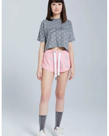 Pantaloni scurti cu strasuri, Roz pastel