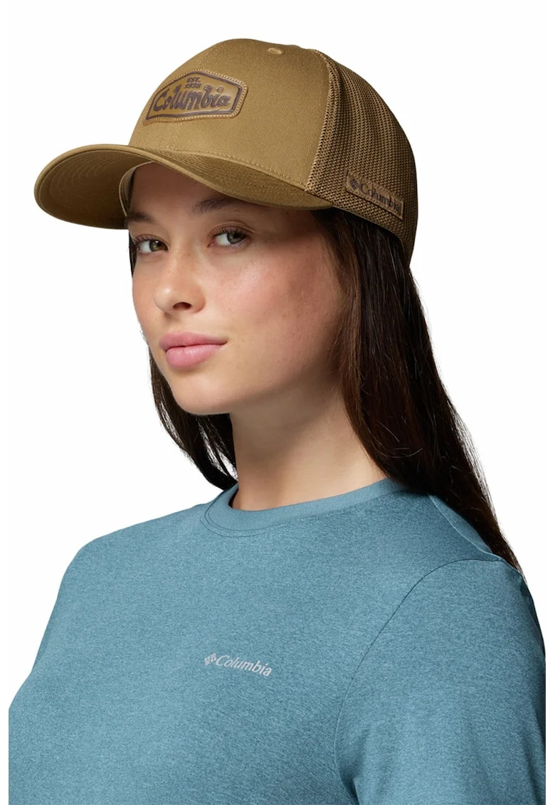 Sapca unisex de plasa cu logo aplicat, Maro deschis