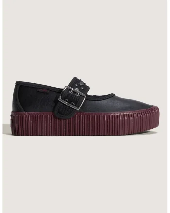 Balerini Mary Jane din piele ecologica Creeper, Negru/Violet tyrian