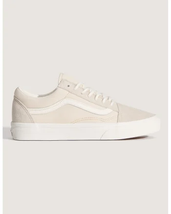 Pantofi sport low-cut Old Skool din piele intoarsa si material textil, Alb/Bej