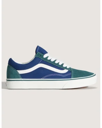 Tenisi unisex cu garnituri din piele intoarsa Old Skool Nine, Albastru inchis/Verde petrol