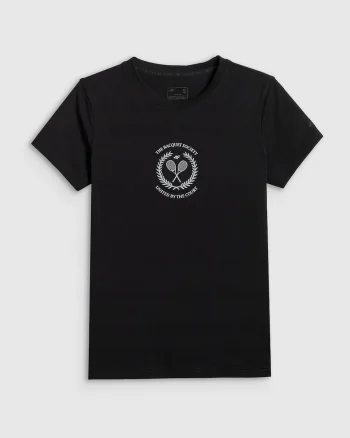 Tricou dama  bumbac, slim, imprimeu, Negru