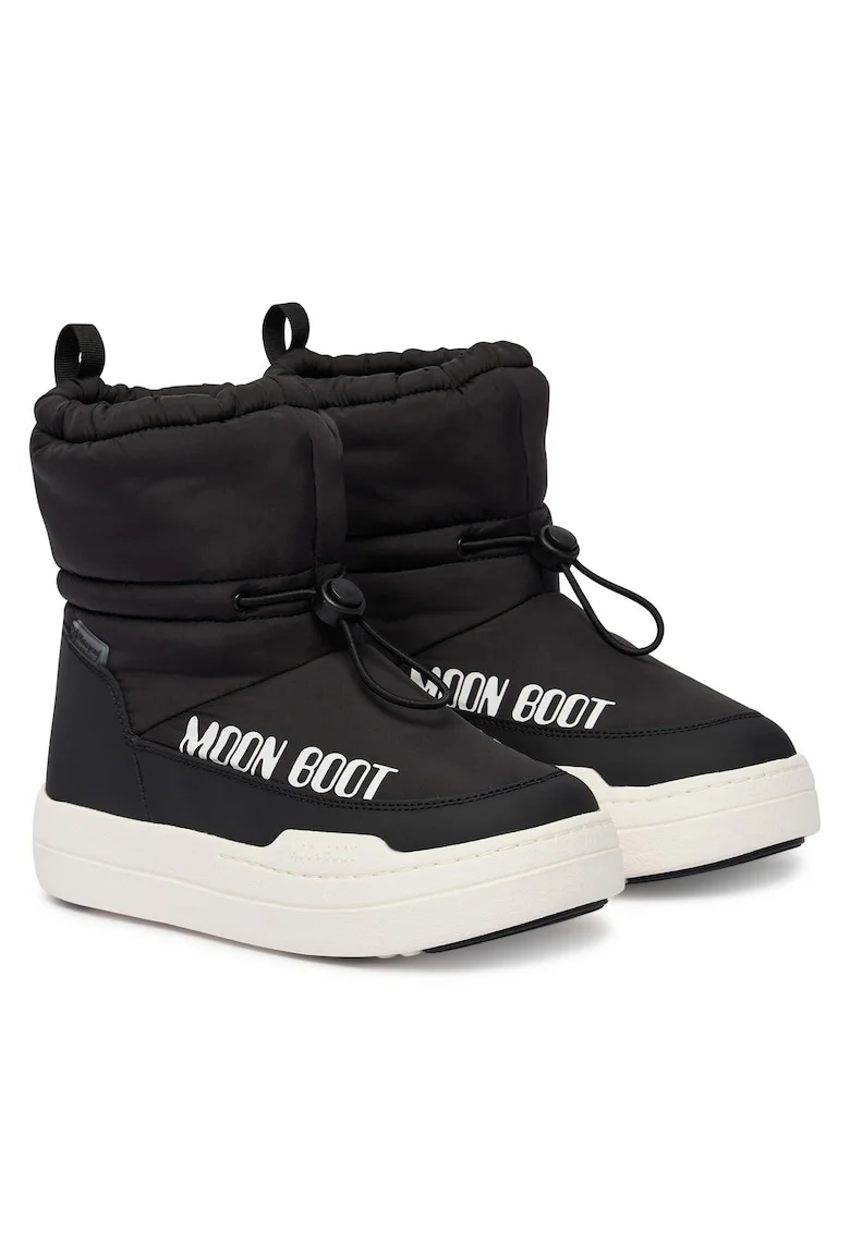 Cizme sport fete  piele ecologica, negru/alb
