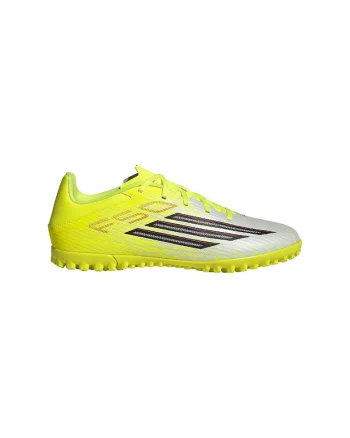 Pantofi F50 Club TF pentru fotbal, Negru/Galben/Argintiu deschis