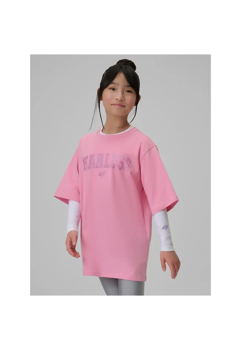 Tricou copii,  lejer, aplicatii stralucitoare, roz, bumbac