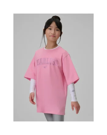 Tricou copii,  lejer, aplicatii stralucitoare, roz, bumbac