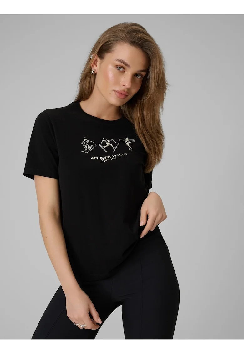 Tricou, dama,  bumbac, negru, casual