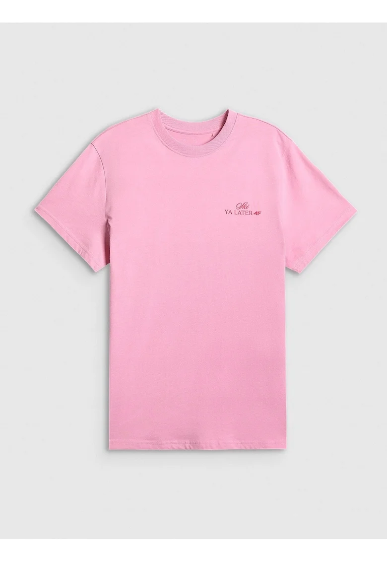 Tricou dama  croiala lejera, bumbac, Roz