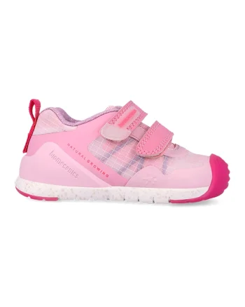 Pantofi sport din piele ecologica si material textil, Roz deschis/Roz aprins/Roz pastel